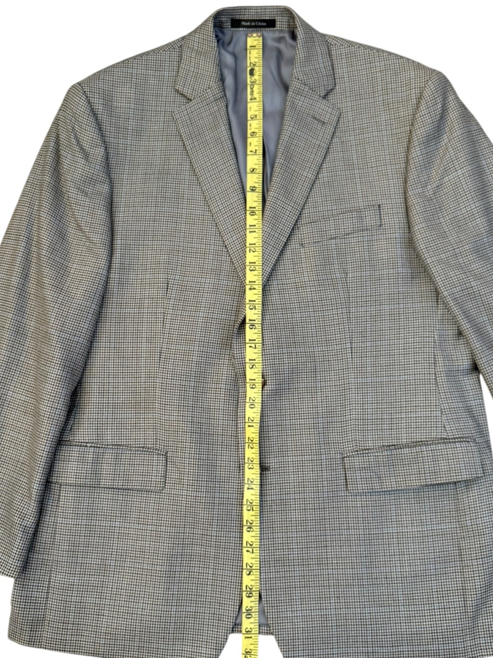 Lauren Ralph Lauren 44R Silk Wool Houndstooth Blazer Sport Coat Gray Blue - Picture 11 of 16